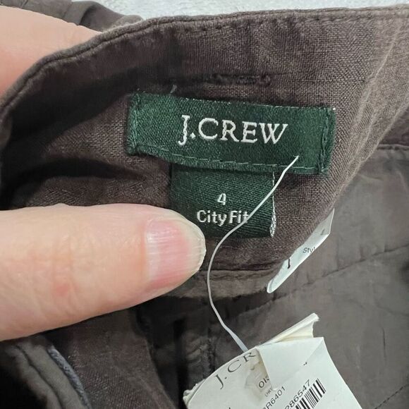J.‎ Crew Espresso Brown City Fit Linen Silk Blend Career Pants 4 NWT Women’s - Picture 3 of 10